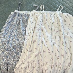 TWO size 12 Petite Plume Lily Nightgowns in a floral and lavendar pattern